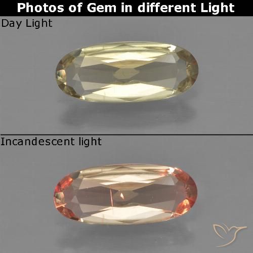 0.87ct 자연스러운 따뜻한 노란색 색상 변화 디아스포어, 타원형, VS