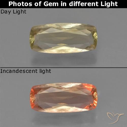 0.95ct 자연스러운 따뜻한 노란색 색상 변화 디아스포어, 방석, VS