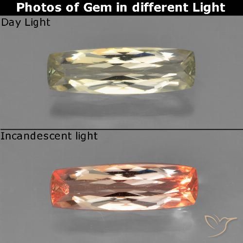 0.87ct 자연스러운 매우 밝은 노란색 색상 변화 디아스포어, 방석, VS