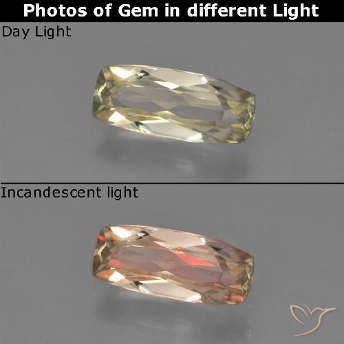 0.64ct 자연스러운 매우 밝은 황금색 색상 변화 디아스포어, 방석, VVS