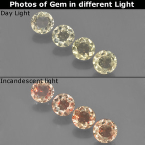 1.74캐럿 천연 매우 연한 옐로우 컬러체인지 디아스포어 보석, 라운드 컷, 4.78 mm, VVS-VS