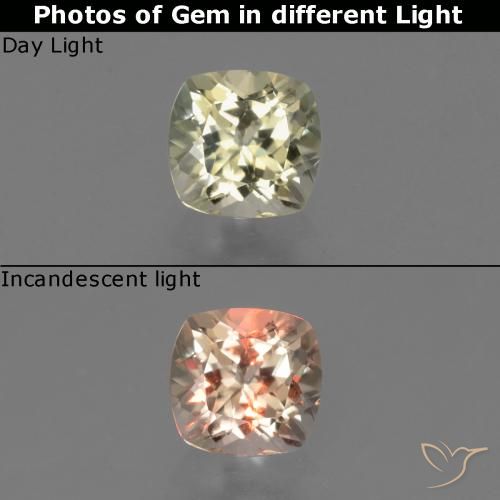 0.80ct 자연스러운 매우 밝은 황금색 색상 변화 디아스포어, 방석, VVS-VS