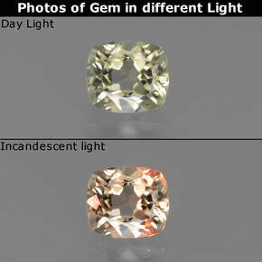 0.77캐럿 천연 그린에서 핑크 컬러체인지 디아스포어, 쿠션 컷, 5.7×5 mm, VVS-VS