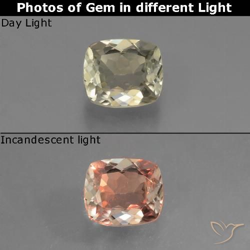 0.62ct 자연스러운 매우 밝은 황금색 색상 변화 디아스포어, 방석, VVS