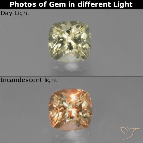 0.87ct 자연스러운 연노랑 색상 변화 디아스포어, 방석, VVS-VS