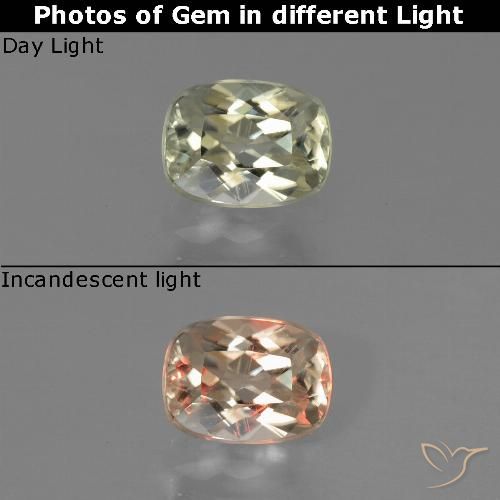 0.77ct 자연스러운 옅은 노랑 색상 변화 디아스포어, 방석, VVS