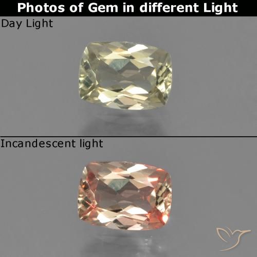 0.63ct 자연스러운 연노랑 색상 변화 디아스포어, 방석, VVS-VS