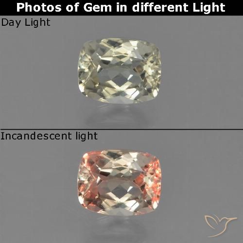 0.75ct 자연스러운 옅은 노랑 색상 변화 디아스포어, 방석, VVS-VS