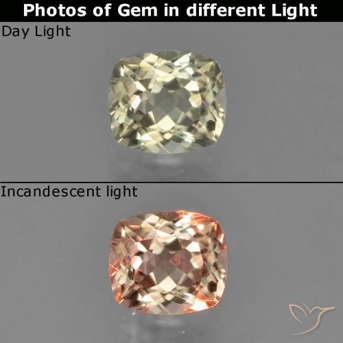 0.76ct 자연스러운 연노랑 색상 변화 디아스포어, 방석, VVS-VS