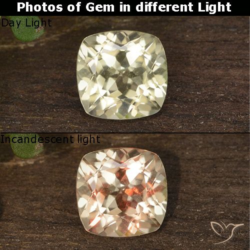 0.74ct 자연스러운 옅은 노랑 색상 변화 디아스포어, 방석, VVS-VS