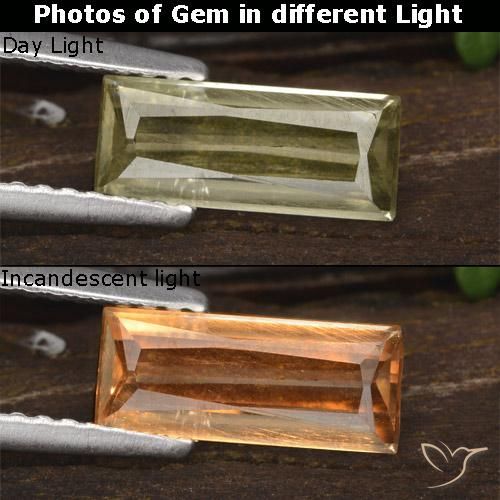 1.05ct 자연스러운 매우 밝은 노란색 색상 변화 디아스포어, 바게트, VS