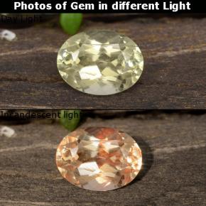 0.95캐럿 천연 매우 연한 옐로우 컬러체인지 디아스포어, 타원형 컷, 6.9×5.2 mm, VS