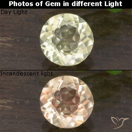 0.60ct 자연스러운 연노랑 색상 변화 디아스포어, 둥근, VVS-VS
