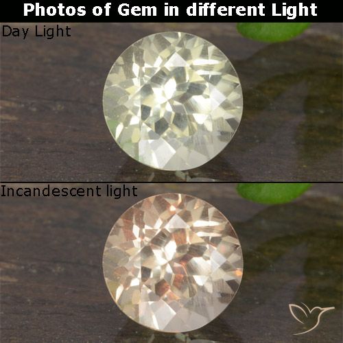 0.61ct 자연스러운 매우 밝은 노란색 색상 변화 디아스포어, 둥근, VVS-VS