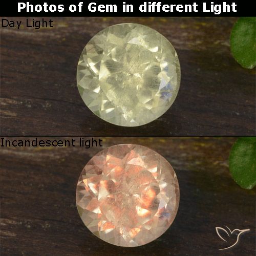 0.64ct 자연스러운 연노랑 색상 변화 디아스포어, 둥근, VVS-VS