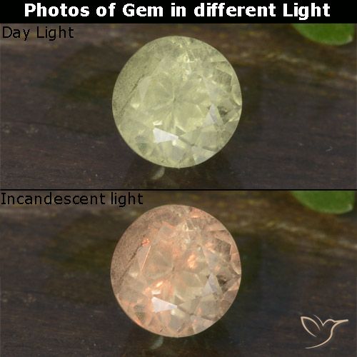 0.63ct 자연스러운 연노랑 색상 변화 디아스포어, 둥근, VS-SI