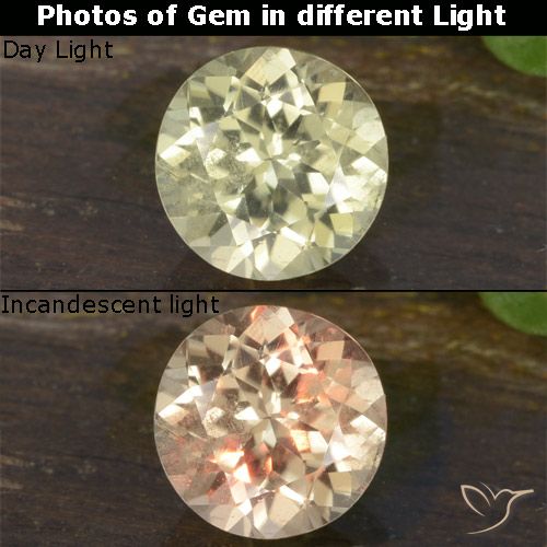 0.68ct 자연스러운 연노랑 색상 변화 디아스포어, 둥근, VS