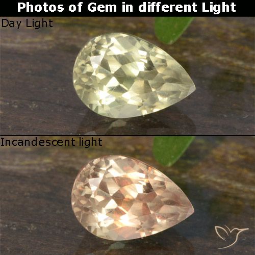 0.69ct 자연스러운 연노랑 색상 변화 디아스포어, 배 모양, VVS-VS