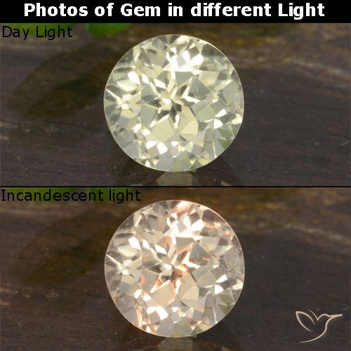 0.70ct 자연스러운 옅은 노랑 색상 변화 디아스포어, 둥근, VVS-VS