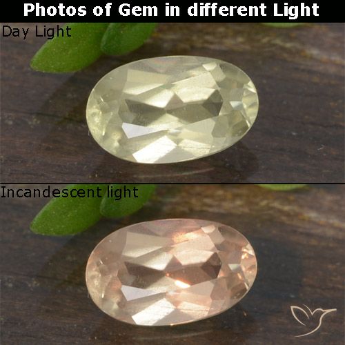 0.63ct 자연스러운 연노랑 색상 변화 디아스포어, 타원형, VS