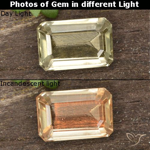 0.72ct 자연스러운 연노랑 색상 변화 디아스포어, 에메랄드 컷, VVS-VS