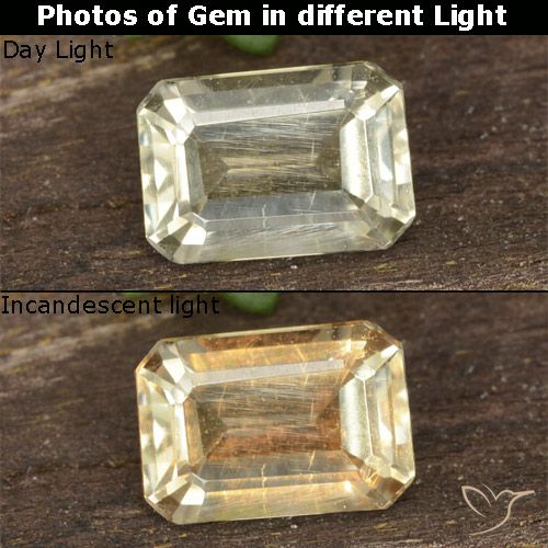 0.73ct 자연스러운 연노랑 색상 변화 디아스포어, 에메랄드 컷, VVS-VS