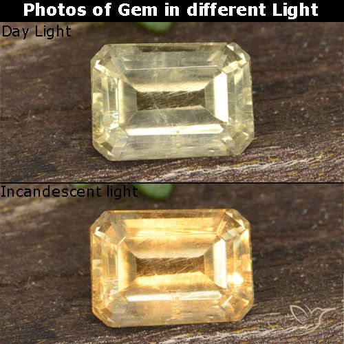 0.73ct 자연스러운 매우 밝은 노란색 색상 변화 디아스포어, 에메랄드 컷, VVS-VS