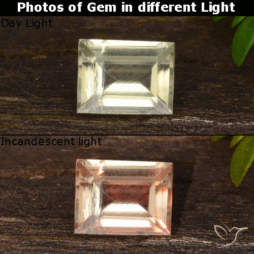 0.51ct 자연스러운 옐로우 베이지 색상 변화 디아스포어, 바게트, VS