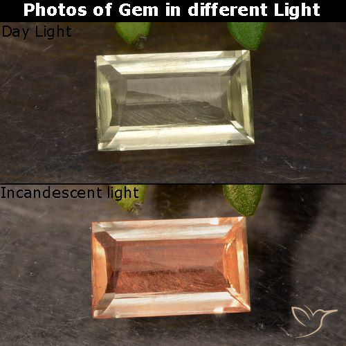 0.64ct 자연스러운 옐로우 베이지 색상 변화 디아스포어, 바게트, VS