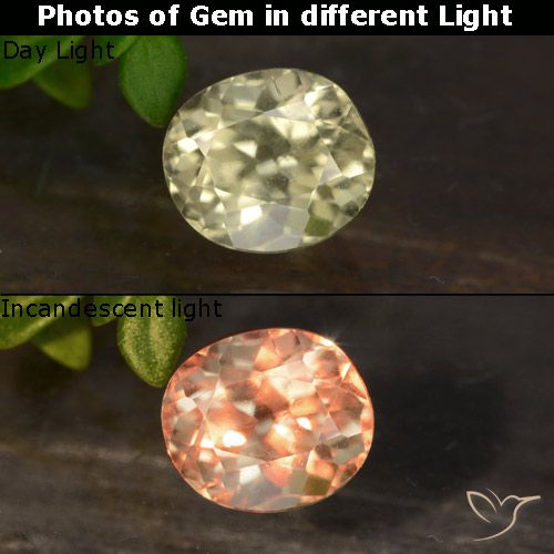 0.80ct 자연스러운 매우 옅은 노란색 색상 변화 디아스포어, 타원형, VVS-VS