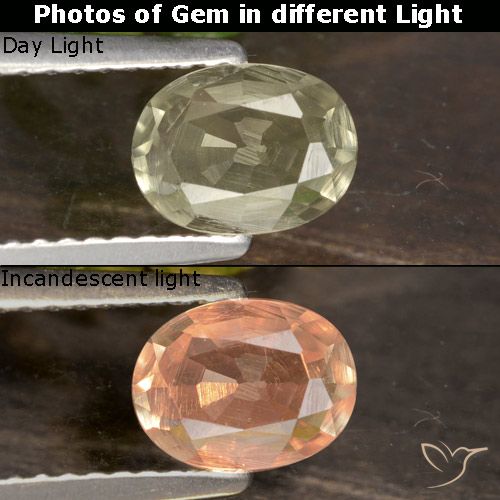 0.66ct 자연스러운 매우 밝은 노란색 색상 변화 디아스포어, 타원형, VVS-VS