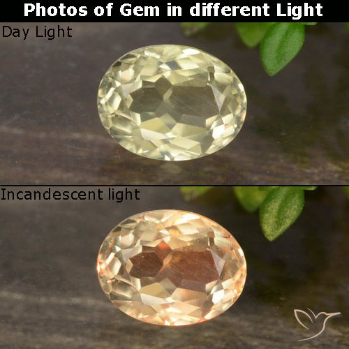0.84ct 자연스러운 매우 옅은 노란색 색상 변화 디아스포어, 타원형, VVS-VS