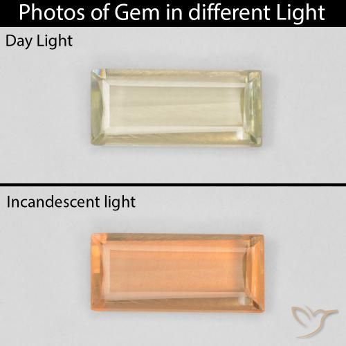 0.70캐럿 천연 연노랑 색상 변화 디아스포어, 바게트, VVS-VS