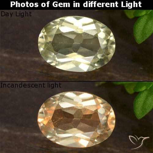 0.65ct 자연스러운 연노랑 색상 변화 디아스포어, 타원형, VVS-VS