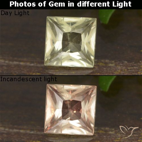 0.50ct 자연스러운 연노랑 색상 변화 디아스포어, 정사각형, VS