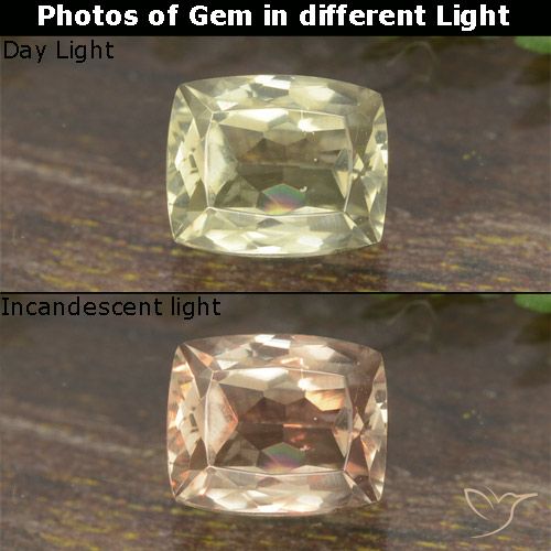 0.83ct 자연스러운 연노랑 색상 변화 디아스포어, 방석, VVS-VS