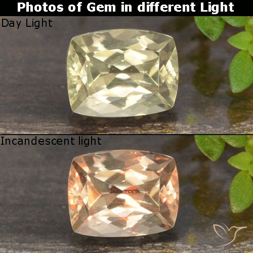 0.92ct 자연스러운 매우 밝은 노란색 색상 변화 디아스포어, 방석, VVS-VS