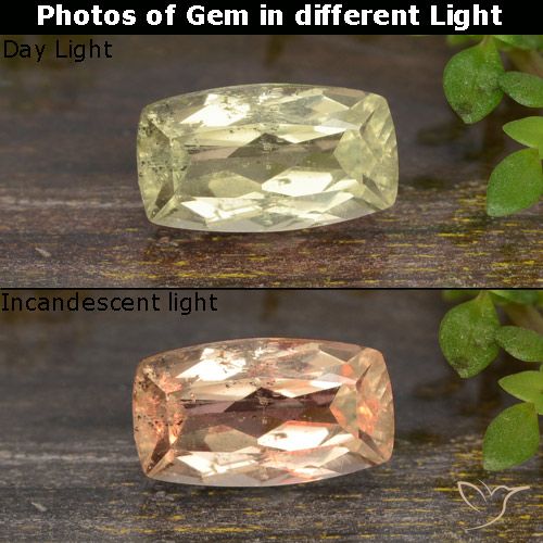 0.96ct 자연스러운 매우 옅은 노란색 색상 변화 디아스포어, 방석, VVS-VS