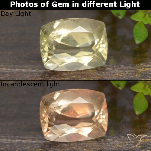 0.94ct 자연스러운 매우 밝은 노란색 색상 변화 디아스포어, 방석, VS