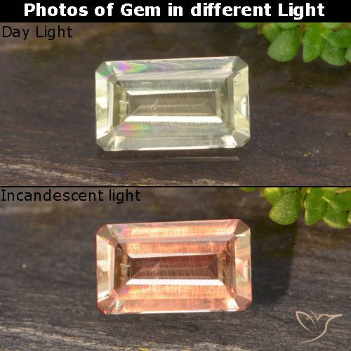 0.61ct 자연스러운 매우 옅은 노란색 색상 변화 디아스포어, 에메랄드 컷, VS
