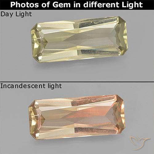 2.53ct 자연스러운 연노랑 색상 변화 디아스포어, 에메랄드 컷, VVS-VS