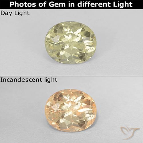 0.65ct 자연스러운 연노랑 색상 변화 디아스포어, 타원형, VS