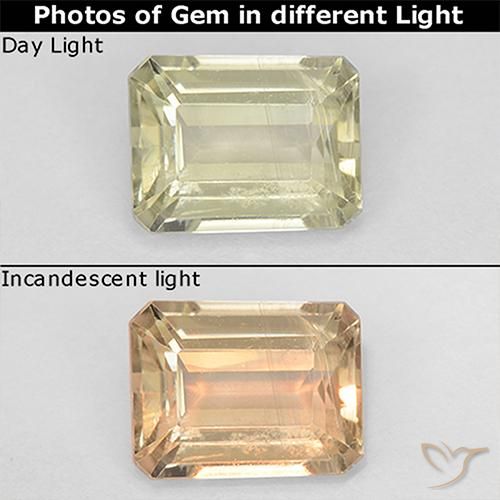 1.20ct 자연스러운 매우 밝은 노란색 색상 변화 디아스포어, 에메랄드 컷, VS