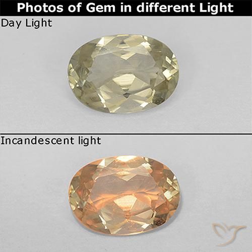 0.61ct 자연스러운 연노랑 색상 변화 디아스포어, 타원형, VS