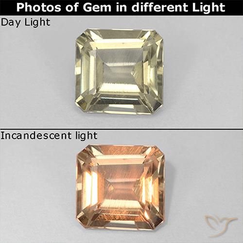 0.86ct 자연스러운 연노랑 색상 변화 디아스포어, 에메랄드 컷, VS