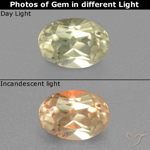 0.48ct 자연스러운 연노랑 색상 변화 디아스포어, 타원형, VS