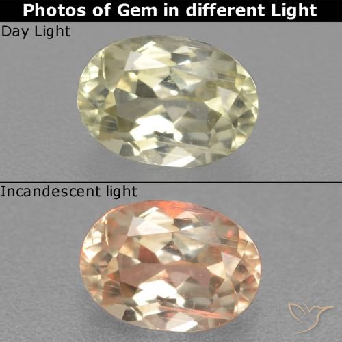 0.88ct 자연스러운 연노랑 색상 변화 디아스포어, 타원형, VS