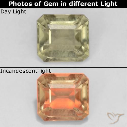 0.83ct 자연스러운 연노랑 색상 변화 디아스포어, 에메랄드 컷, VS