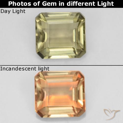 0.97ct 자연스러운 연노랑 색상 변화 디아스포어, 에메랄드 컷, VVS-VS