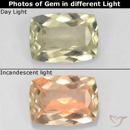 0.86ct 자연스러운 옅은 노랑 색상 변화 디아스포어, 방석, VS